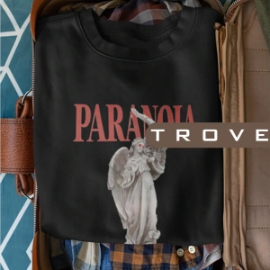 Unısex Kadın Erkek Paranoıa Mitoloji Heykel Standart Comfort Uzun Kollu %100 Pamuk Sweatshirt Beyaz