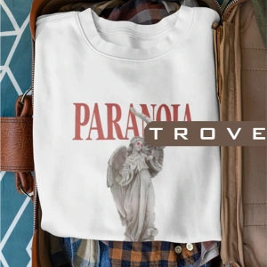 Unısex Kadın Erkek Paranoıa Mitoloji Heykel Standart Comfort Uzun Kollu %100 Pamuk Sweatshirt Beyaz