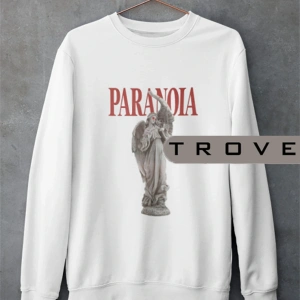 Unısex Kadın Erkek Paranoıa Mitoloji Heykel Standart Comfort Uzun Kollu %100 Pamuk Sweatshirt Beyaz
