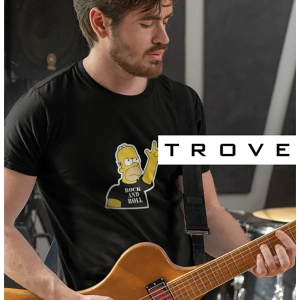 Unısex Kadın Erkek Rock And Roll Homer Simpson Fox %100 Pamuk Siyah Beyaz T-shirt