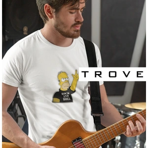 Unısex Kadın Erkek Rock And Roll Homer Simpson Fox %100 Pamuk Siyah Beyaz T-shirt