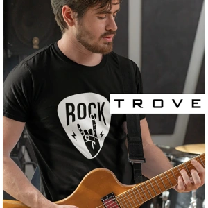 Unısex Kadın Erkek Rockn Roll Gitar Pena Tasarım Baskılı % 100 Pamuk T-shirt