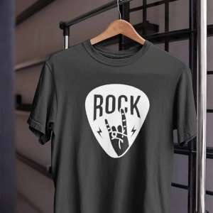 Unısex Kadın Erkek Rockn Roll Gitar Pena Tasarım Baskılı % 100 Pamuk T-shirt