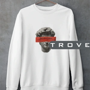 Unısex Kadın Erkek Securıty Seal Suçlu Mitoloji Uzun Kollu %100 Pamuk Sweatshirt Beyaz