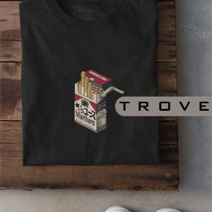 Unısex Kadın Erkek Sigara Paket Tasarım Japon %100 Pamuk Baskılı Siyah Beyaz T-shirt