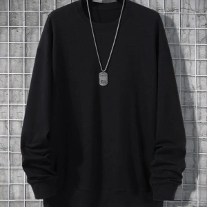 Unisex Kadın/Erkek Siyah Anime Oversize Bisiklet Yaka Pamuklu Sweatshirt