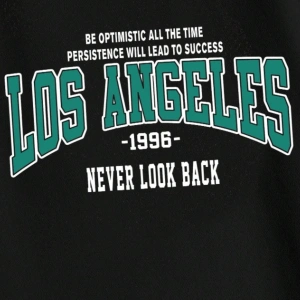 Unisex Kadın/Erkek Siyah Los Angeles 1996 Baskılı Oversize Kapüşonlu Sweatshirt