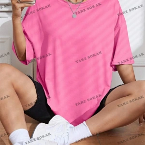 Unisex Kadın/Erkek Time Never Stops Renkli Özel Baskılı Oversize Pamuk Penye