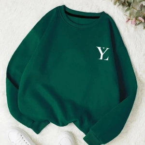 Unisex Kadın/Erkek Yasolin YL Özel Baskılı Renkli Oversize Bisiklet Yaka Pamuklu Sweatshirt