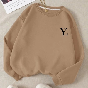 Unisex Kadın/Erkek Yasolin YL Özel Baskılı Renkli Oversize Bisiklet Yaka Pamuklu Sweatshirt