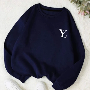 Unisex Kadın/Erkek Yasolin YL Özel Baskılı Renkli Oversize Bisiklet Yaka Pamuklu Sweatshirt
