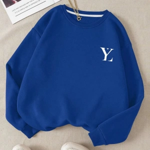 Unisex Kadın/Erkek Yasolin YL Özel Baskılı Renkli Oversize Bisiklet Yaka Pamuklu Sweatshirt