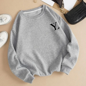 Unisex Kadın/Erkek Yasolin YL Özel Baskılı Renkli Oversize Bisiklet Yaka Pamuklu Sweatshirt