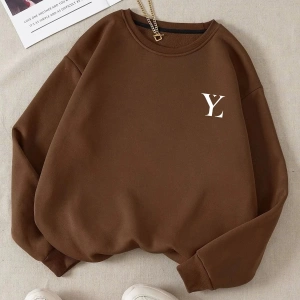 Unisex Kadın/Erkek Yasolin YL Özel Baskılı Renkli Oversize Bisiklet Yaka Pamuklu Sweatshirt