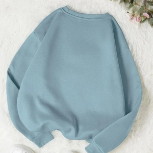 Unisex Kadın/Erkek Yasolin YL Özel Baskılı Renkli Oversize Bisiklet Yaka Pamuklu Sweatshirt