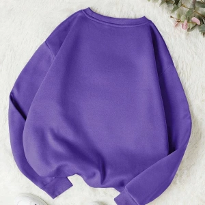 Unisex Kadın/Erkek Yasolin YL Özel Baskılı Renkli Oversize Bisiklet Yaka Pamuklu Sweatshirt