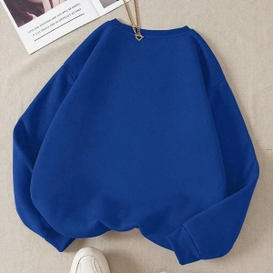Unisex Kadın/Erkek Yasolin YL Özel Baskılı Renkli Oversize Bisiklet Yaka Pamuklu Sweatshirt