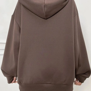 Unisex Kahverengi Newyork Baskılı Oversize Hırka newyork2022 Kahverengi