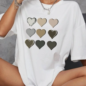 Unisex Kalp Baskılı T-shirt