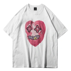 Unisex Kalp Beyaz Tshirt