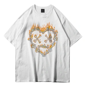 Unisex Kemik Kalp Beyaz Tshirt