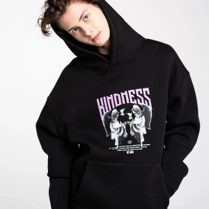 Unisex Kindness Sweatshirt Hoodie Siyah