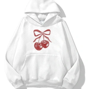 Unisex Kiraz Kurdele Tram Sweatshirt Beyaz