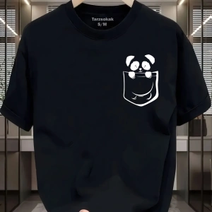 UNİSEX Kod 1 Panda Minimalis Baskı T-shirt