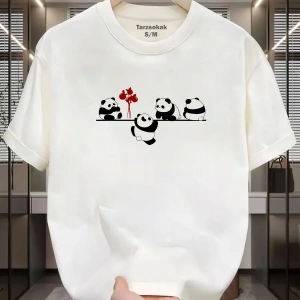 UNİSEX Kod 1 Panda Minimalis Baskı T-shirt