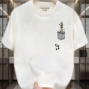 UNİSEX Kod 1 Panda Minimalis Baskı T-shirt