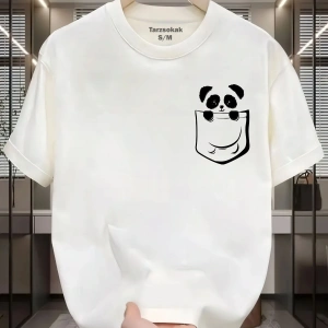 UNİSEX Kod 1 Panda Minimalis Baskı T-shirt