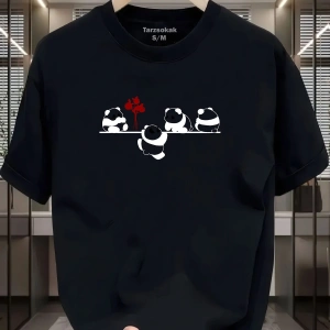 UNİSEX Kod 1 Panda Minimalis Baskı T-shirt