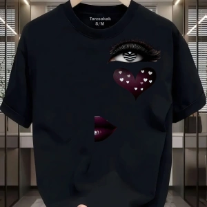 UNİSEX Kod 10 Eyelash Desen T-shirt