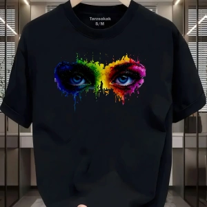 UNİSEX Kod 16 Eyelash Desen T-shirt