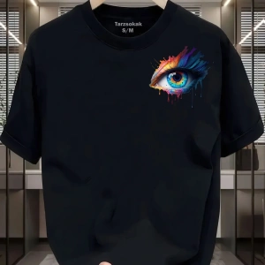UNİSEX Kod 17 Eyelash Desen T-shirt