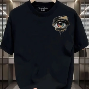 UNİSEX Kod 2 Eyelash Desen T-shirt