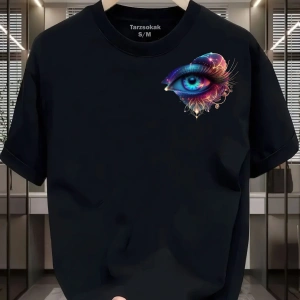 UNİSEX Kod 4 Eyelash Desen T-shirt