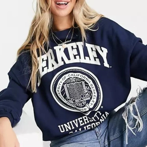 Unisex Lacivert Berkeley Baskılı Oversize Sweatshirt berkeleylacıvert Lacivert