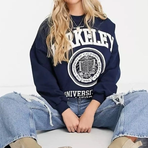 Unisex Lacivert Berkeley Baskılı Oversize Sweatshirt berkeleylacıvert Lacivert