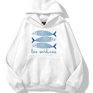 Unisex Les Sardines Sweatshirt Beyaz