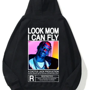 Unisex Look Mom I Can Fly Renkli Siyah Sweatshirt