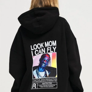 Unisex Look Mom I Can Fly Renkli Siyah Sweatshirt Siyah