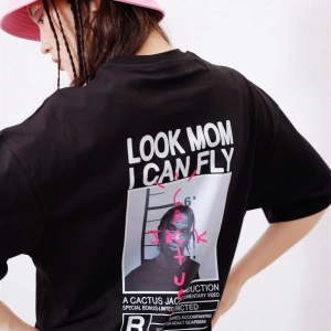 Unisex Look Mom I Can Fly Siyah Tshirt