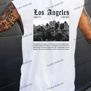 Unisex  LOS ANGELES BASKILI OVERSİZE KOLSUZ