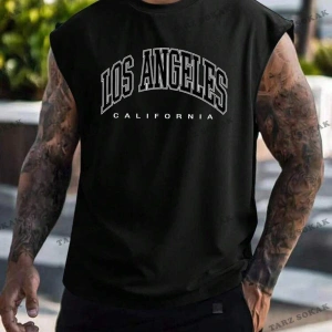 Unisex  LOS ANGELES BASKILI OVERSİZE KOLSUZ