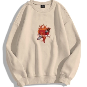 Unisex Love Hate Bisiklet Yaka Sweatshirt Hoodie