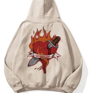 Unisex Love Hate Sweatshirt Hoodie Gri