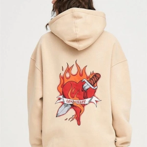 Unisex Love Hate Sweatshirt Hoodie Gri