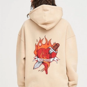 Unisex Love Hate Sweatshirt Hoodie Gri