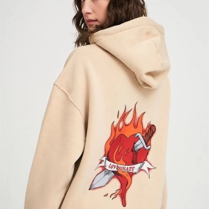 Unisex Love Hate Sweatshirt Hoodie Gri